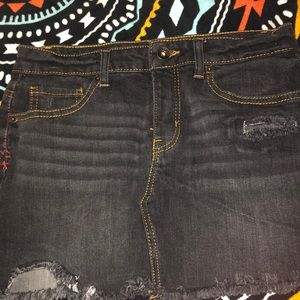 Black denim skirt